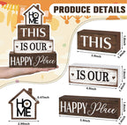 Farmhouse Wooden Tabletop Decor Rustic There's No Place Like Home Table Centerpiece Home Wood Blocks Sign Gifts Farmhouse Tiered Tray Decor for Kitchen Table Shelf Desk Mantel Decoration