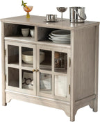 Chogori 31.5" Solid Wood Buffet Cabinet with Storage, Farmhouse Sideboard with 2 Doors, Coffee Bar Cabinet for Dining Room, Kitchen, or Living Room, Gray