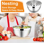 E-far Mixing Bowls with Lids, 12-Piece Stainless Steel Salad Bowls Metal Nesting Bowls for Baking Cooking and Prepping, Airtight Lids & Stackable Design, Size 7, 4.5, 3, 1.5, 1.2, 0.7 QT (Colorful)