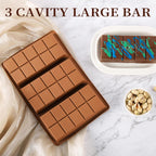 1 Inch Deep Chocolate Bar Mold, 3 Cavity Large Dubai Chocolate Molds, Thick Candy Bar Mould for Filling（1 Pack）