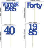 Gyufise 24Pcs Vintage 1980 Cupcake Toppers Glitter Cheers to 45 Fabulous Forty Five Cupcake Picks 45th Birthday Wedding Anniversary Party Cake Decorations Supplies Deep Blue
