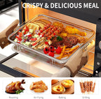 Air Fryer Basket for Oven, OPENICE 15.6" x 11.6" Large Air Fryer Tray and Pan with 30PCS Parchment Papers, Stainless Steel Oven Air Fryer Basket and Tray for Baking Grilling