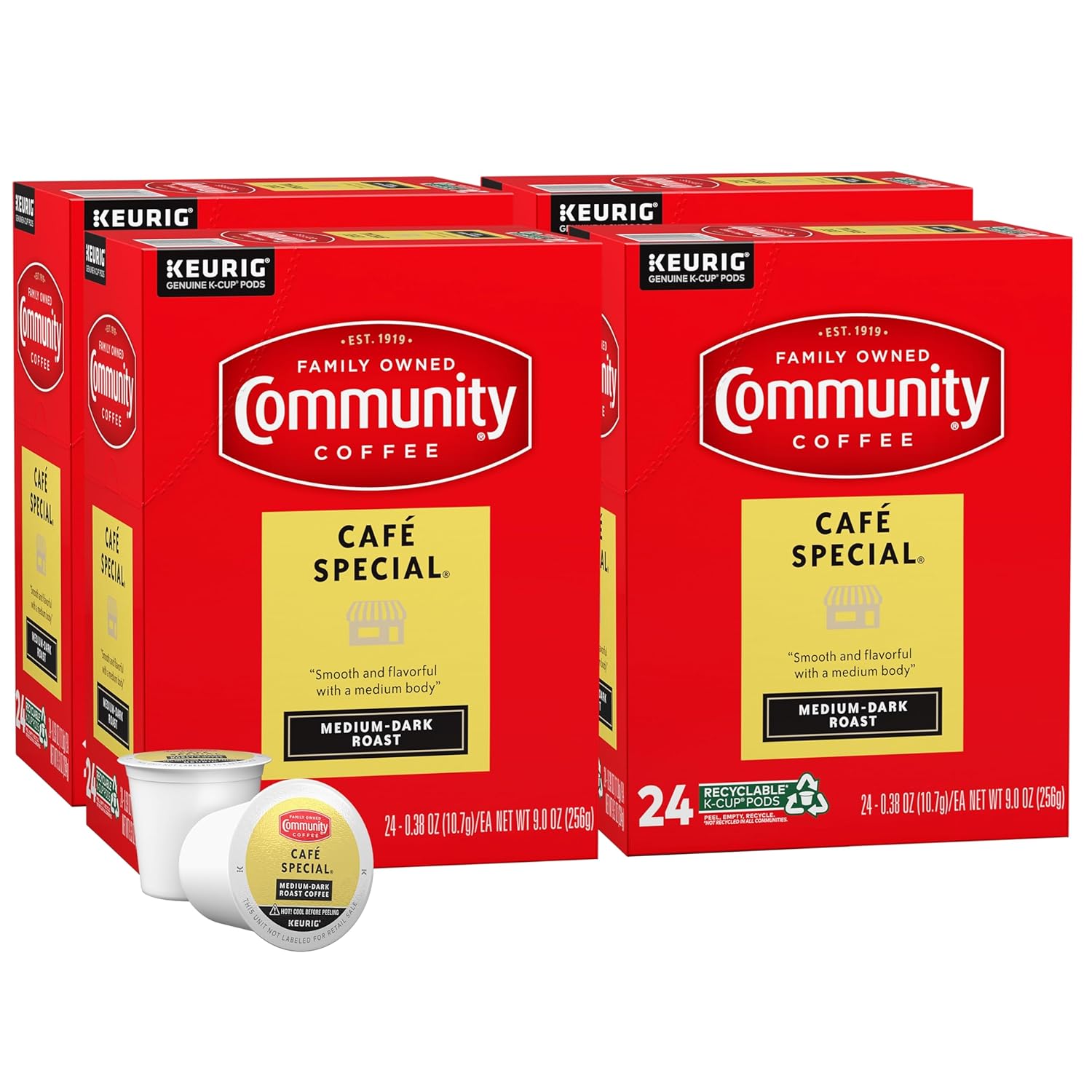 Community Coffee Café Special Medium Dark Roast, 96 Single-Serve Keurig K-Cup Pods, 24 Count (Pack of 4)