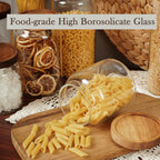 Labina Glass Storage Container Airtight Food Jars Kitchen Canister with Wood Lids, 20 Oz Wide Mouth Pantry Organization Glass Jar for Flour, Sugar, Cookie, Spagetti, Nuts and Candy (3 Pack)
