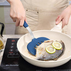 To encounter 2 Pieces Silicone Spatula set, Non-Stick Turner Spatulas, Heat Resistant Silicone Cooking Flipper for Eggs, Fish, Pancakes, Navy Blue