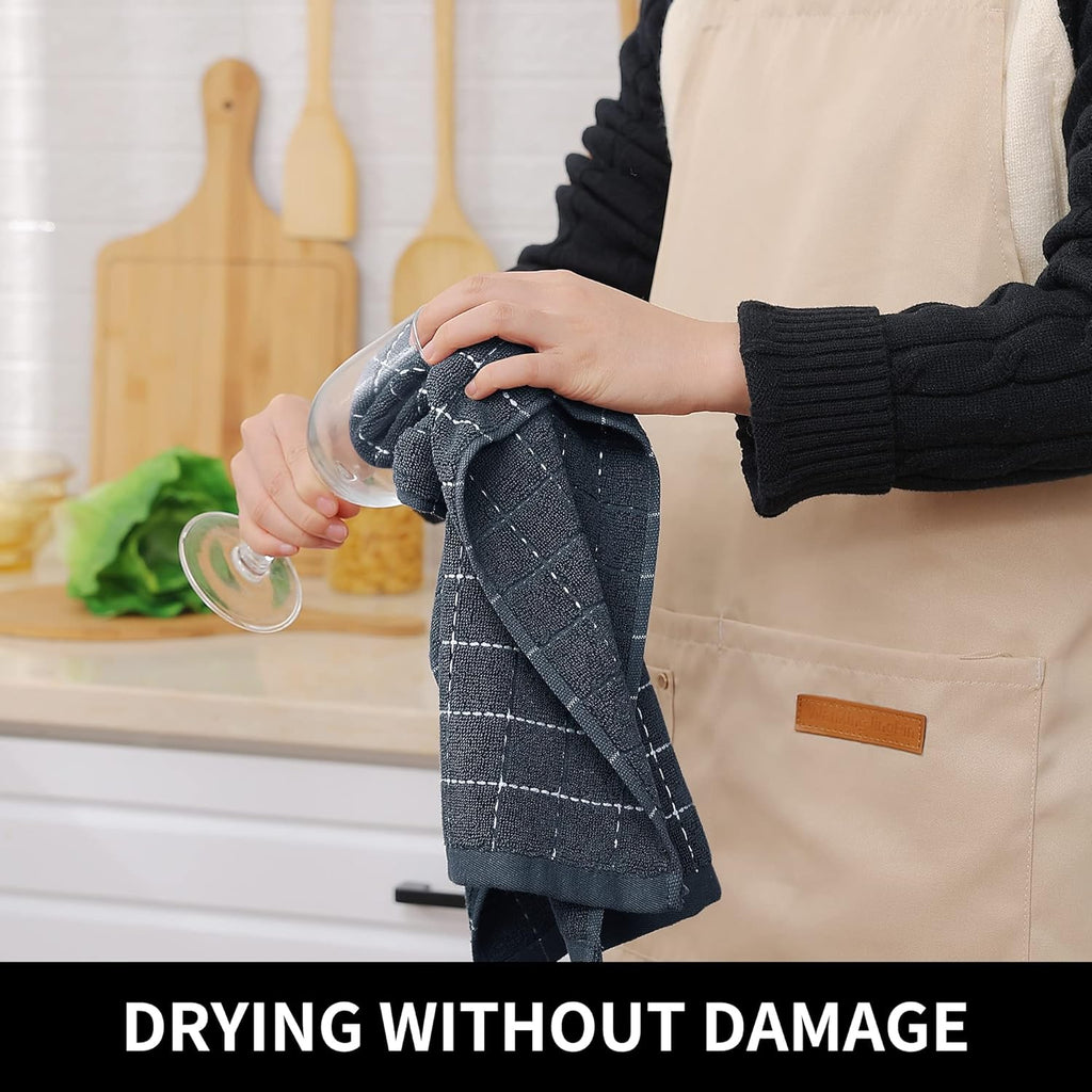 Homaxy 100% Cotton Terry Kitchen Towels(Multiple Colour, 13 x 28 inches), Checkered Designed, Soft and Super Absorbent Dish Towels, 8 Pack