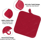 Oven Mitts and Pot Holders Set, Pack of 4, Heat Resistant Silicone Kitchen Mini Oven Mittens for 500 Degrees, Mini Oven Gloves and Hot Pads for Baking Grilling Barbecue Microwave Machine Washable