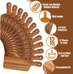 Patelai 12 Packs Wooden Cutting Board Set with Handles Large Kitchen Serving Plain Chopping Board Bulk Gifts for Mom for Vegetables Meat Pizza Cheese Fruit Bread(Acacia Wood,15 x 7 Inch)