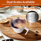 YARRAMATE 2Pcs Stainless Steel Espresso Shot Cup, Double Spout Metal Espresso Measuring Cup with V-Shaped Mouth, Espresso Accessories, 3.4OZ/100ML (White)