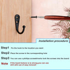 25 Pcs Black Wall Mounted Coat Hooks, Hanger Hook with 50 Pieces Screws for Hanging Hat, Towel, Key, Robe, Coats, Scarf, Bag, Cap, Coffee Cup, Mugs