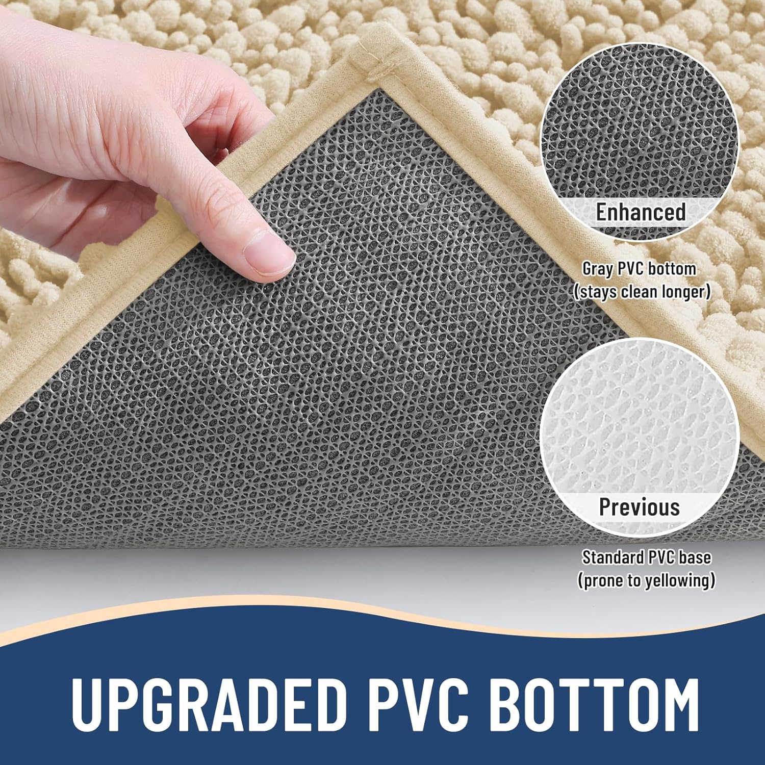 Arotive Luxury Chenille Bathroom Rug Mat, Extra Soft Thick Absorbent Shaggy Bath Rugs, Non-Slip Machine Wash Dry, Plush Bath Mats for Bathroom, Shower and Tub, 36x24, Cream Beige