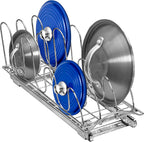 LYNK PROFESSIONAL® Pull Out Pot Lid and Cookie Sheet Organizer Rack for Cabinet - Lifetime Ltd. Warranty - Sliding Kitchen Organizers – Pans, Pots, Lids, and Tray Storage - 7.25 wide x 21 inch, Chrome
