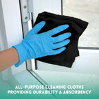 ZUPERIA 100% Cotton Terry Towels Cleaning Cloths, Pack of 50 (12" x 12") Multipurpose, Highly Absorbent, Reusable Cotton Rags, Bar Towels & Cleaning Rags for Everyday Usage (Black)