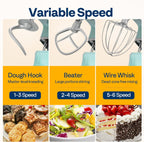 VIVOHOME 9 in 1 Multifunctional Stand Mixer with Fermentation, 6 Speed 7.5 Quart Kitchen Electric Food Mixer with Timer, Meat Grinder, Juice Blender, Vegetable Slicer, Pasta and Cookie Maker, Blue