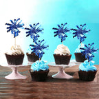 30 PCS Foil Firework Cupcake Toppers Sparkle Tinsel Cupcake Picks Happy Birthday Cake Toppers Drink Stirrers Cocktail Fruit Toothpicks for Baby Shower Birthday Party Decorations Supplies Dark Blue