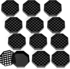 Suclain 12 Pcs 4 Inch Coffee Drip Tray Black Plastic Octagon Coffee Countertop Drip Coaster with Honeycomb Grid for Drink Tea Wine Beverage Dispenser