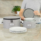 China Storage Case for Salad Plate - 10" W x 6" H - Includes 12 Felt Dividers. Hard Shell and Stackable with Padded Interior