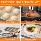Silicone Baking Mat Large 3 Pack-2 Half Sheets+1 Small Quarter Sheet,Reusable Non Stick Food Safe Baking Supplies Oven Liners Bakeware Mats for Cookies,Macarons,Bread, Pastry, Vegetables