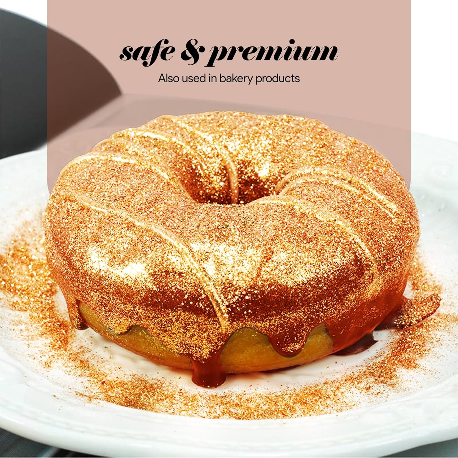 BeePoint Orange Edible Luster Dust 15g - Food Grade, Vibrant Color Shimmer Powdered Dust for Drinks, Cocktails, Cake Decorating, Baking, Chocolates, Candy, Sweets, & Cookies - Vegan & Gluten Free