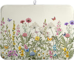 Spring Dish Drying Mat Summer Floral Flowers Kitchen Dish Drying Pad Absorbent Dish Dryer Mat for Kitchen Countertops Microfiber Dishes Drainer Pad Dish Drying Rack Mat (18x24 in)