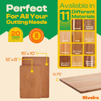 Riveira Cherry Wood Cutting Board – Versatile And Durable: Set Of 2 Pcs Rectangular Wooden Cutting Board – Natural Wooden Cutting Boards For Kitchen – Complete Cherry Wooden Chopping Board