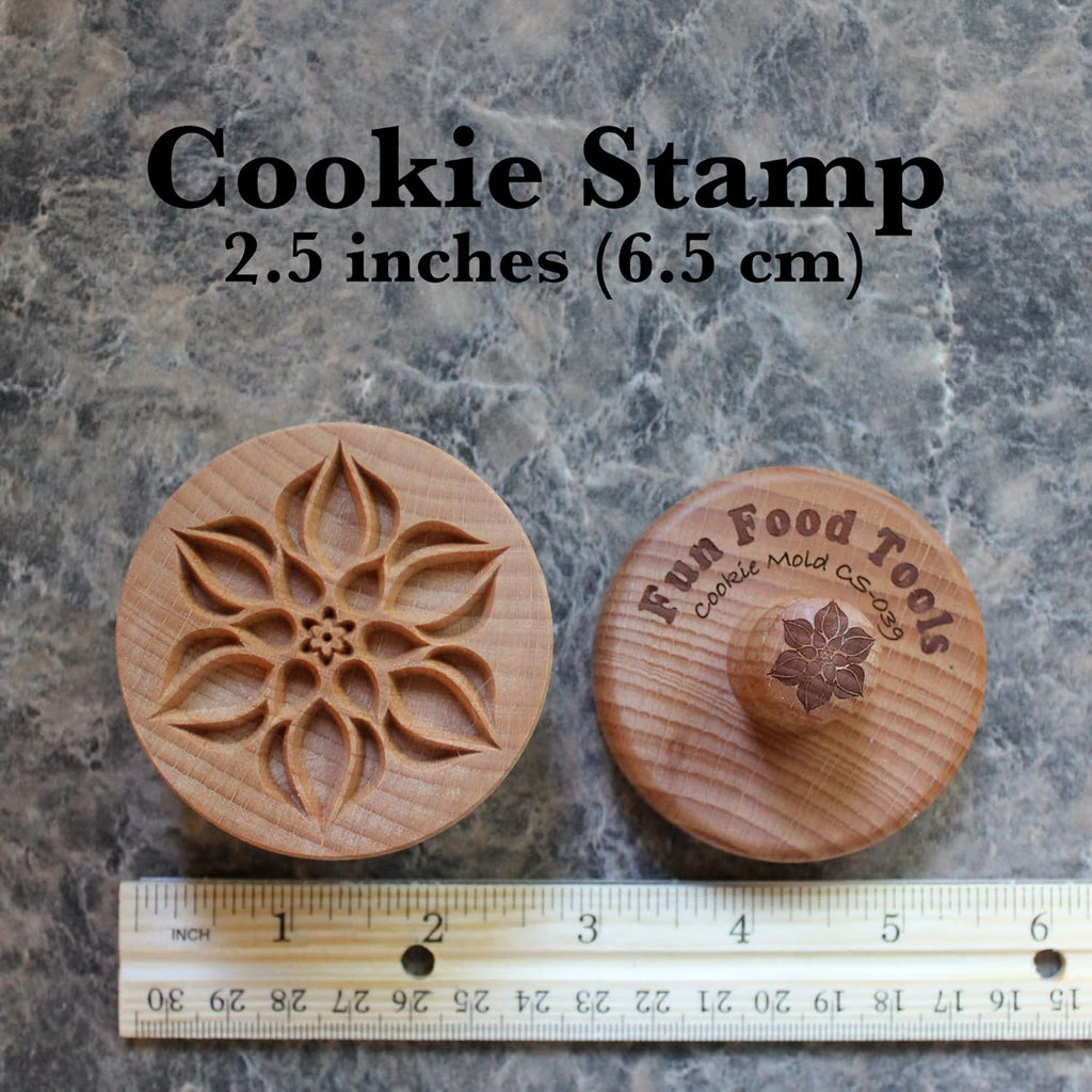 Wood Cookie Stamp, 2.5 Inch (Lotus Bud CS-039)