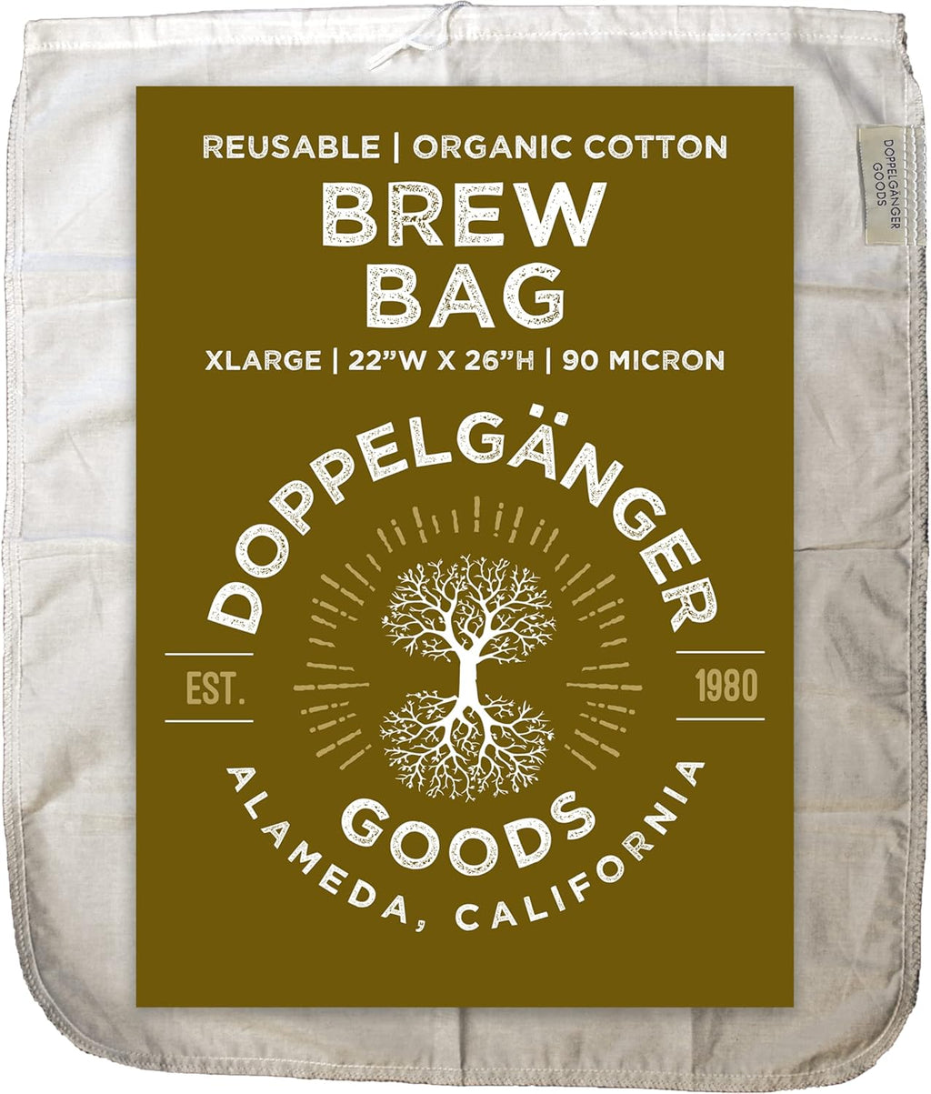 (XL 22in x 26in) Organic Cotton Brew In A Bag - Reusable Home Brewing Strainer Bag to Boil and Strain Hops, Apple Cider, or Extra Large 5 Gallons Commercial Cold Brew Coffee Filter