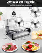 Meat Slicer, 200W Electric Deli Food Slicer with 2 Removable 7.5'' Stainless Steel Blades and Tray, Adjustable Thickness for home use,Child Lock Protection,Easy to Clean,Cuts Meat, Bread and Cheese