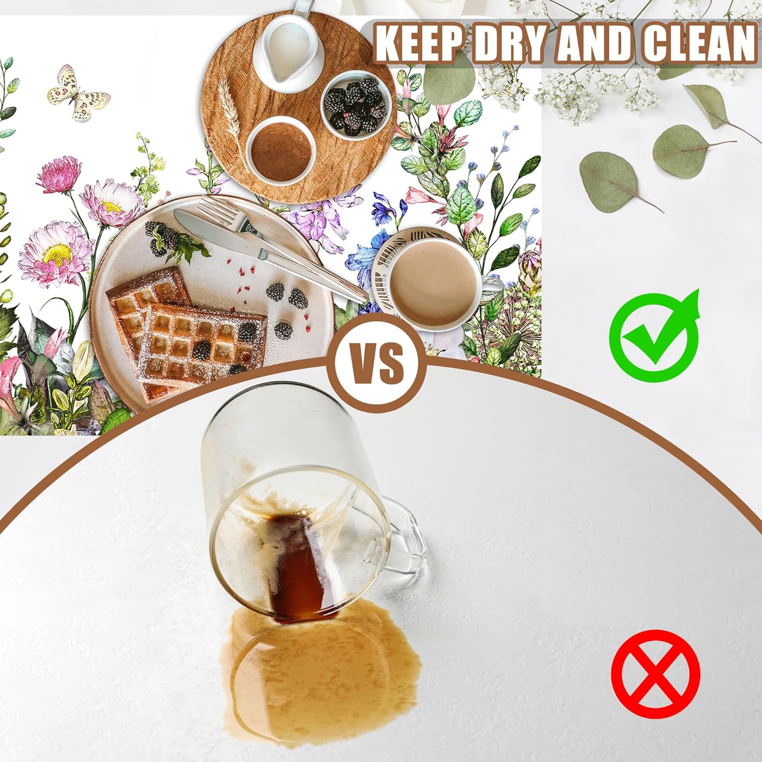 Watercolor Flower and Butterfly Dish Drying Mat for Kitchen Counter Absorbent Coffee Mat with Hide Stain Rubber Backed Espresso Machine Coffee Bar Accessories 11.8 x 19.7 Inch