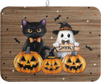 Halloween Spooky Pumpkin Dish Drying Mats Ghost Dish Mat Kitchen Cat Large Drying Matt Dishes Dryer Pad for Kitchen Counter Absorbent Microfiber Washable Foldable Reusable 18x24 in