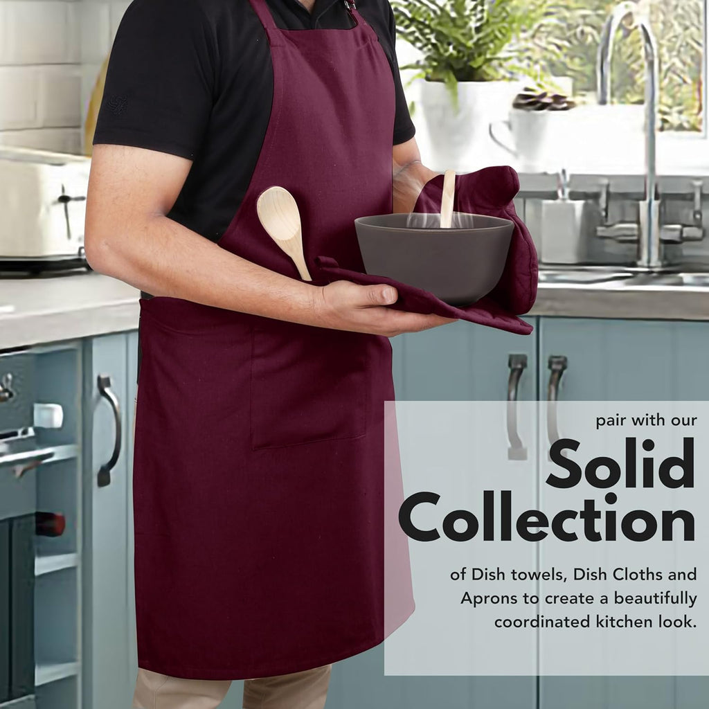 Native Fab 4 Piece Set - 2 Oven Mitts & 2 Potholders, Heat Resistant, 100% Cotton, Quilted Design, Non-Slip Grip, Machine Washable, Ideal for Baking, Cooking, BBQ, Kitchen Protection - Burgundy Wine