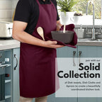 Native Fab 4 Piece Set - 2 Oven Mitts & 2 Potholders, Heat Resistant, 100% Cotton, Quilted Design, Non-Slip Grip, Machine Washable, Ideal for Baking, Cooking, BBQ, Kitchen Protection - Burgundy Wine