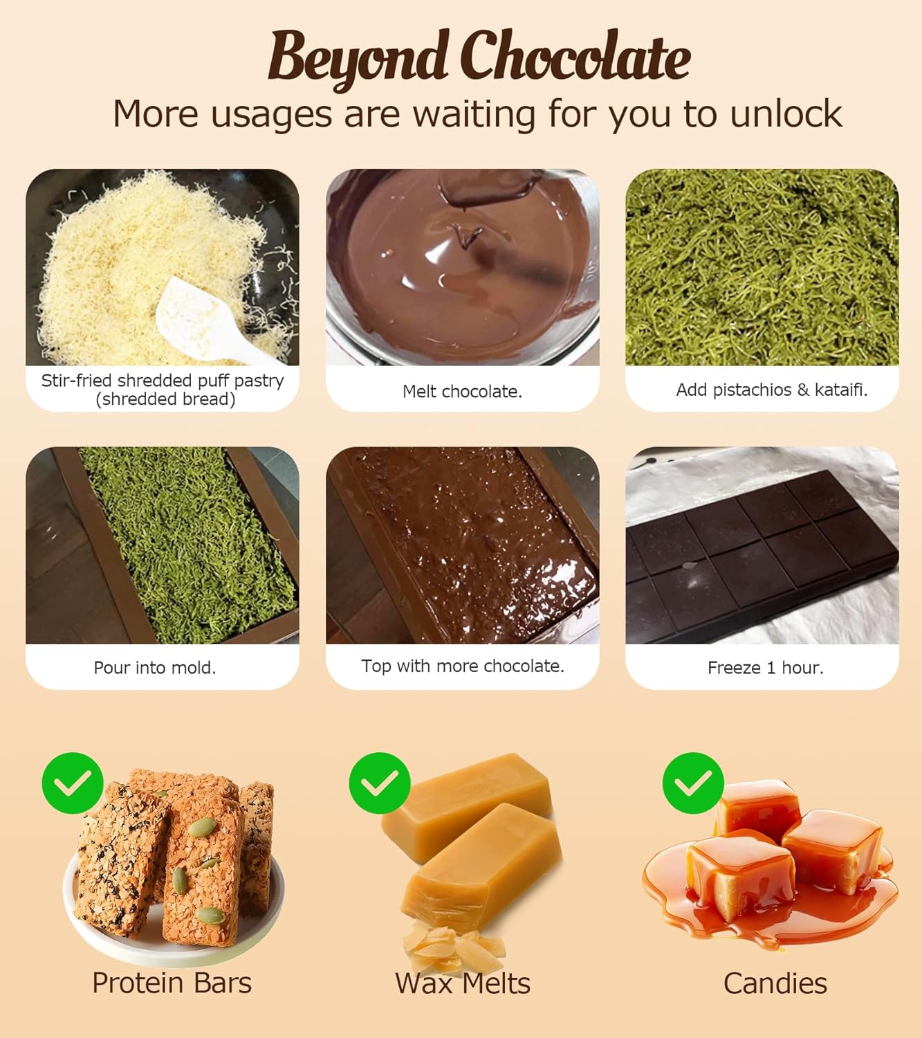 Ugotit Silicone Chocolate Bar Molds, Break-Apart Candy Making Mold Set, Large Rectangle Shape, Brown (2pcs_Model 6)