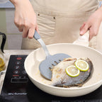 To encounter 2 Pieces Silicone Spatula set, Non-Stick Turner Spatulas, Heat Resistant Silicone Cooking Flipper for Eggs, Fish, Pancakes, Light Grey