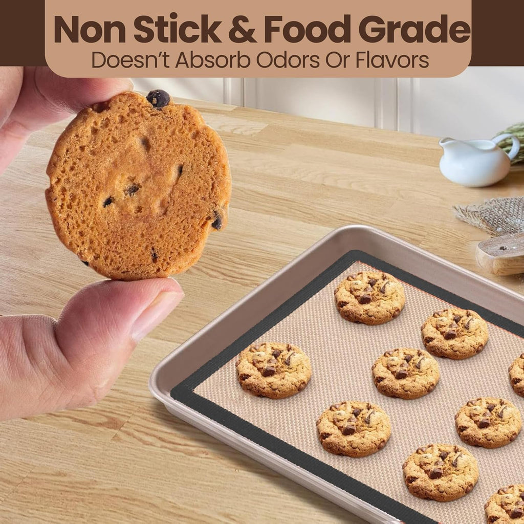 Generic Silicone Baking Mat Set of 6 - Non-Stick, Reusable, Heat Resistant, Gray Color - Perfect for Baking, Cooking, Rolling Dough, and Pastry - Easy to Clean, Durable Kitchen Mats, Multi Sizes