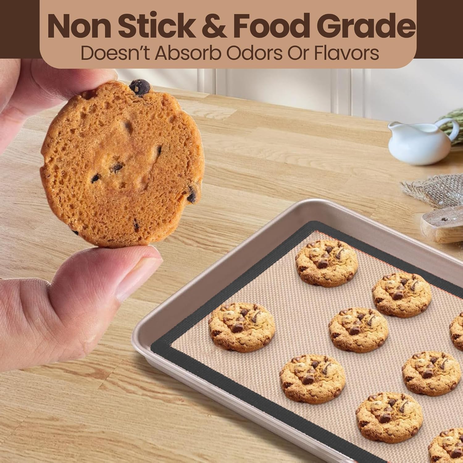 Generic Silicone Baking Mat Set of 6 - Non-Stick, Reusable, Heat Resistant, Gray Color - Perfect for Baking, Cooking, Rolling Dough, and Pastry - Easy to Clean, Durable Kitchen Mats, Multi Sizes