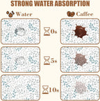 Grey and Blue Leaves Branches Dish Drying Mat for Kitchen Counter Coffee Bar Mat Hide Stain Absorbent Rubber Backed Dish Drainer Rack Pad Espresso Machine Coffee Bar Accessories 11.8 x 19.7 Inch