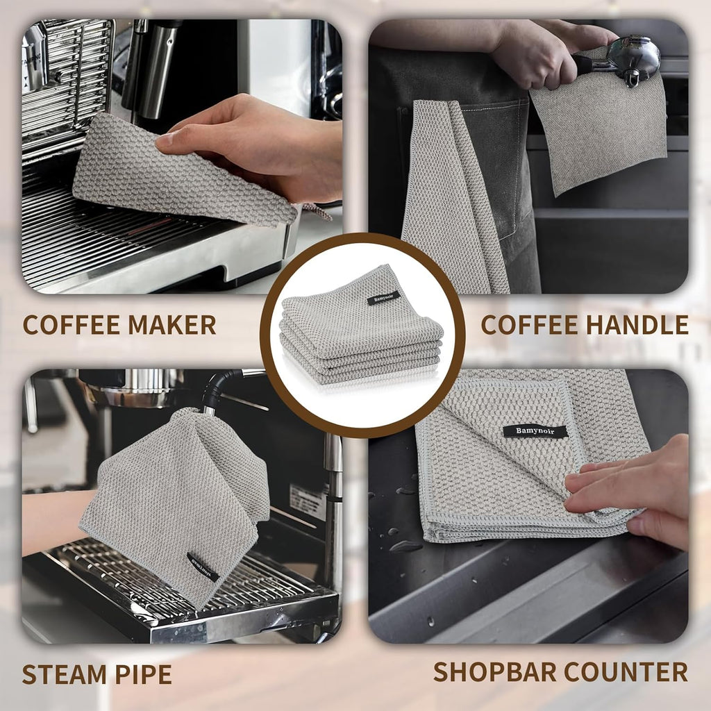 3Packs Coffee Cleaning Cloths, Barista Microfiber Cloths, Highly Absorbent, Quick-Drying, Odor-Free, Suitable for Coffee Accessories and Espresso Machine Cleaning(12"x12")