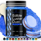 BeePoint Blue Edible Luster Dust 15g - Food Grade, Vibrant Color Shimmer Powdered Dust for Drinks, Cocktails, Cake Decorating, Baking, Chocolates, Candy, Sweets, & Cookies - Vegan & Gluten Free