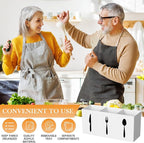 Suzile Acrylic Cutlery Storage Organizer Bin Silverware Caddy Countertop Knife Spoon and Fork Holder Kitchen 3 Section Tableware Storage Box for Cabinet Indoor Home Flatware Dining Room(White,L)