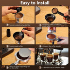 WDT Tool Espresso Distributor Accessory kit &1.7mm Thickness 150μm Mesh Puck Screen & 8 Magnets dosing ring Compatible with Breville Portafilter (WDT +54MM Black dosing ring&puck screen)