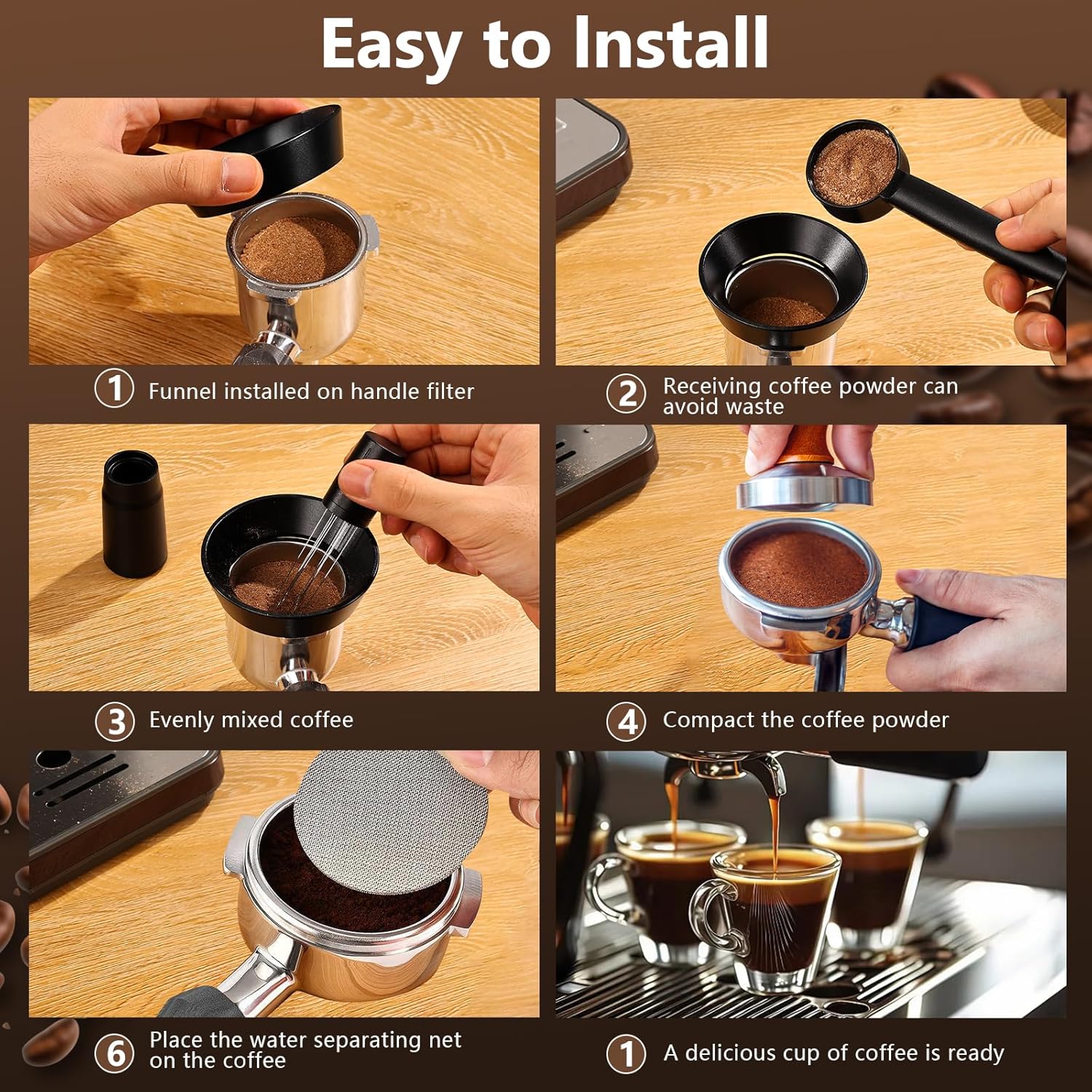 WDT Tool Espresso Distributor Accessory kit &1.7mm Thickness 150μm Mesh Puck Screen & 8 Magnets dosing ring Compatible with Breville Portafilter (WDT +54MM Black dosing ring&puck screen)