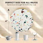 Absorbent Coaster Set of 6 with Holder, Drink Coasters for Coffee Table, Kitchen, Home Decor, Cute Ceramic Round Coasters, Alternative to Silicone, Cork or Glass Coaster (Mosaic with Black Holder)