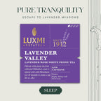Luxmi Estates Lavender Valley Organic Lavender Tea (50 Tea Bags) Low Caffeine Tea Bags For Sleep, Relaxing, Calming, and Stress Relief, With Certified Organic Darjeeling Makaibari White Tea