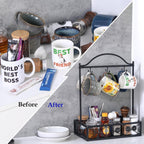 Coffee Mug Holder, 6 Big Capacity Cup Holder for Countertop, Cup Rack Organizer,Mug Tree with Storage Base for Coffee Bar Accessories (Large)