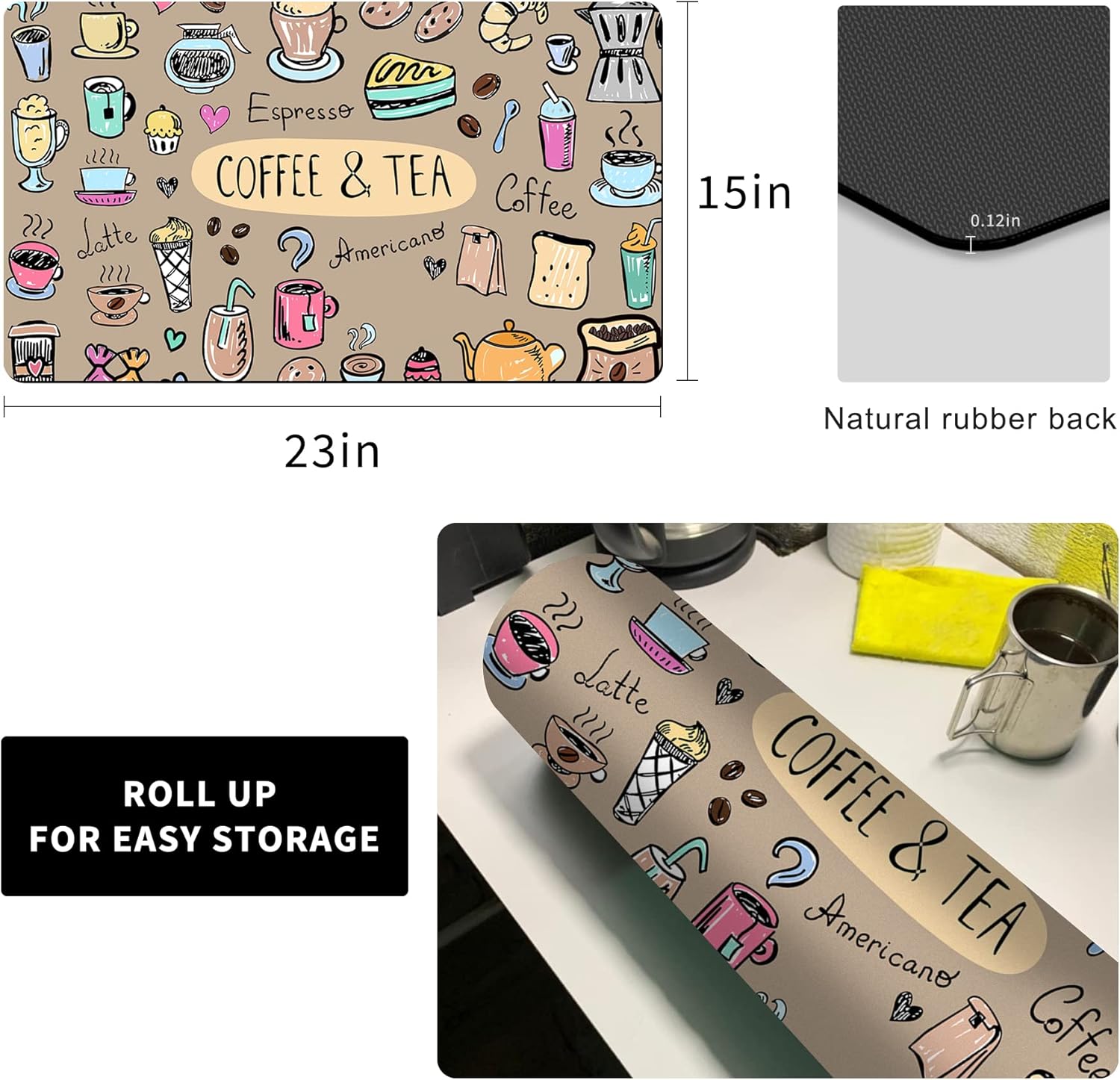 Drip Tray for Coffee Maker,Coffee Pot Mat for Countertops,Coffee Dish Drying Mat for Kitchen Counter Decor,Absorbent Reversible Microfiber Dish Drying Pad Dish Cafe Drainer Rack,pet Water Bowl Mats