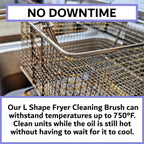L-Shaped Deep Fryer Cleaning Brush, Up to 750F High Heat Resistant Metal Bristles Fryer Cleaning Brush for Food Debris, Grease Build-Up in Kitchen & Restaurant Deep Fryers Coil by FryOilSaver Co. B53C