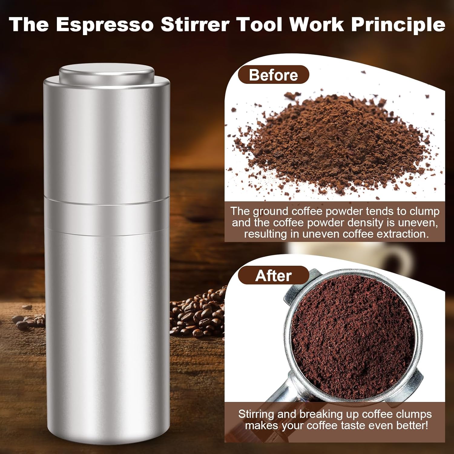 WDT Espresso Distribution Tools Espresso Stirrer Tool WDT Coffee Distributor for Barista Espresso Machine Accessories 9*0.35mm Espresso Grounds Stirrer with Extra 9 Replaceable Needles,Silver