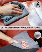 PRO Car Interior Cleaning Kit (9-Piece) - Deep Clean Tools for Leather, Dashboard & Upholstery | Boar Bristle Brush, Dual-Sided Scrub Sponge, Microfiber Towels, Polish Scrub Mitt, Detailing Brushes