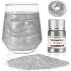 Edible Silver Glitter for Drinks, Food Grade 10g Silver Sprinkles Cake Decorating Supplies, Edible Luster Dust for Cocktail Beverages,Halloween Food Coloring Shimmer Powder for Baking,Cake Cupcakes Cookies Drinks Eggs Candy Strawberries Decorations